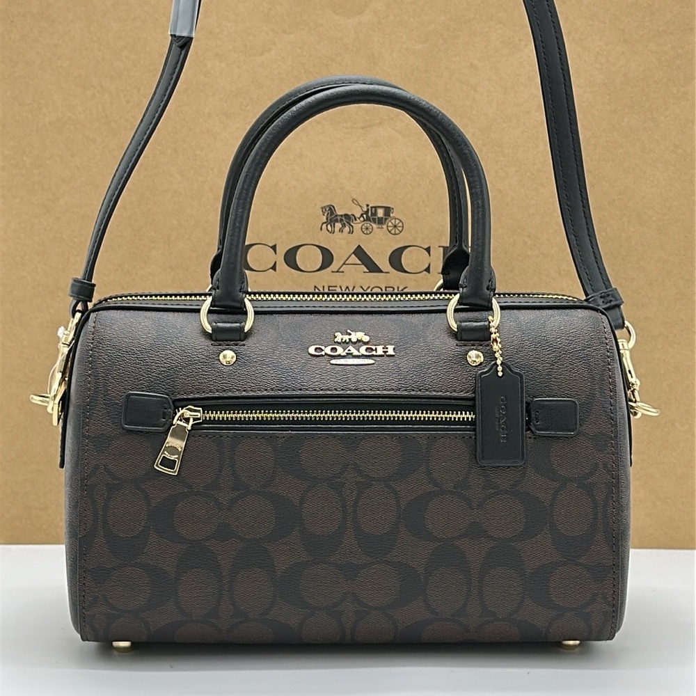 Coach Charcoal Satchel with Gold Accents - Picture 3 of 15